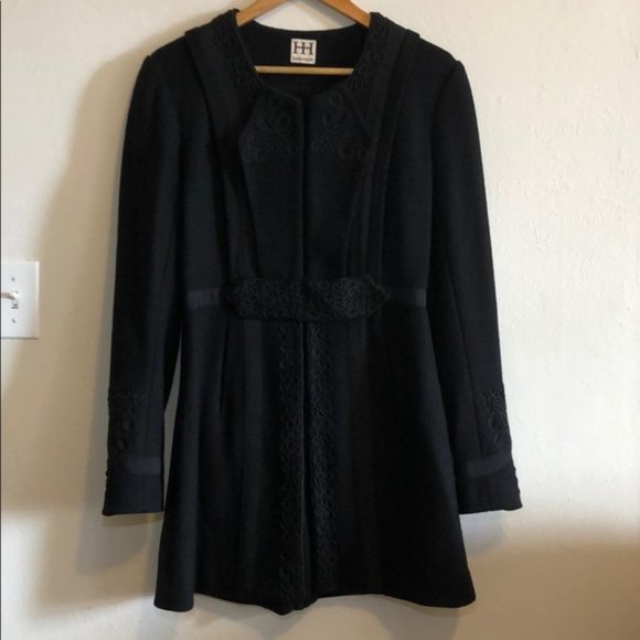 New Haute Hippie military embroidered regal woven bustle back trench coat jacket